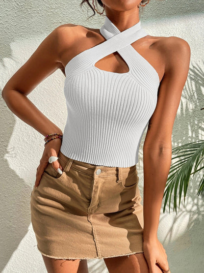 Anny - Dzianinowy halter top z krzyżem w kształcie serca