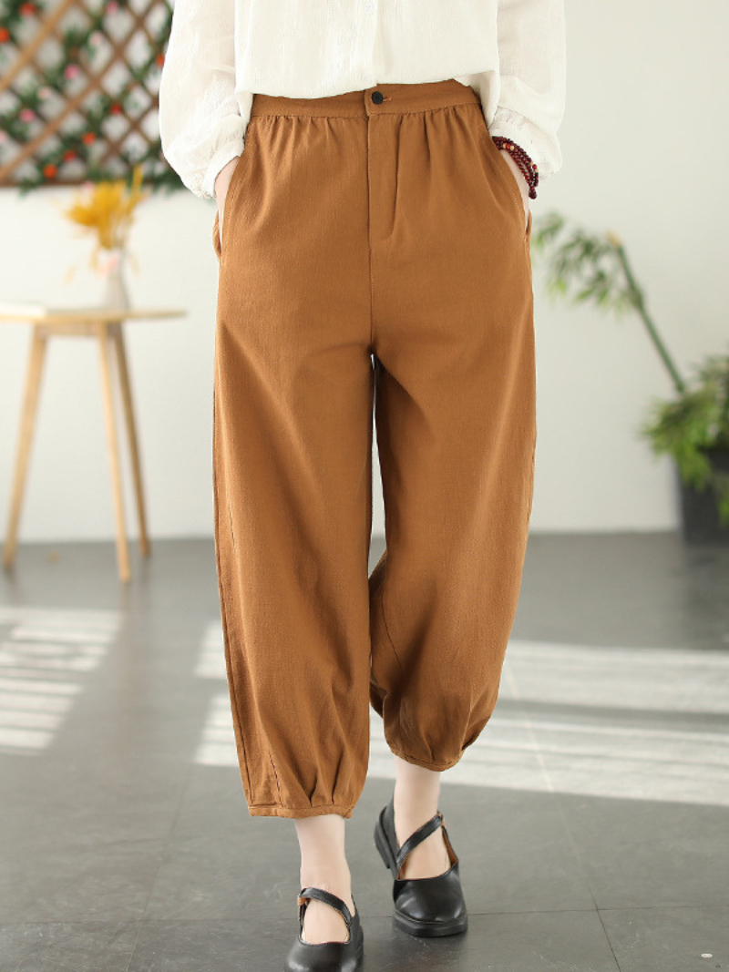 Fashion Casual Elastyczna talia Luźne długie spodnie haremowe