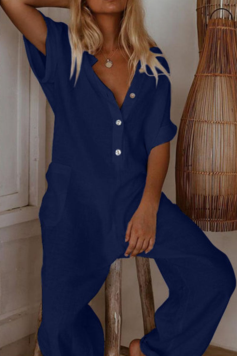 Luźne kombinezony z dekoltem w szpic  Fashion (3 kolory)