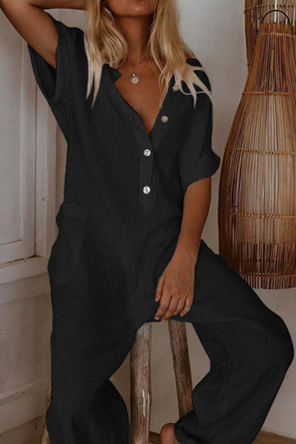 Luźne kombinezony z dekoltem w serek Fashion (3 kolory)