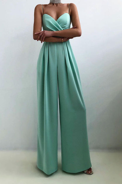 Fashion casual solidne patchworkowe luźne kombinezony z dekoltem w szpic (6 kolorów)
