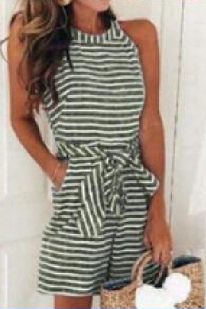 | Casual Patchwork Bandaż z paskiem O Neck Luźne kombinezony (5 kolorów)