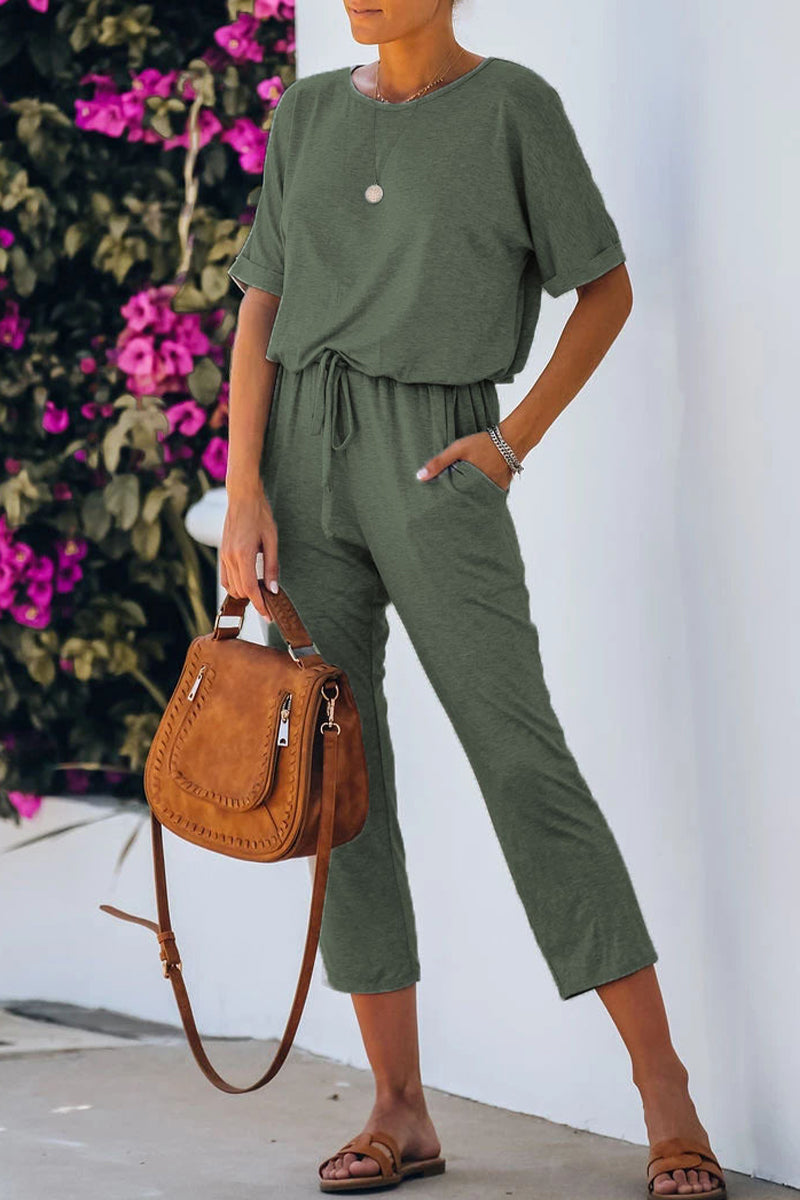 Casual simplicity gładkie kombinezony z dekoltem w szpic (5 kolorów)