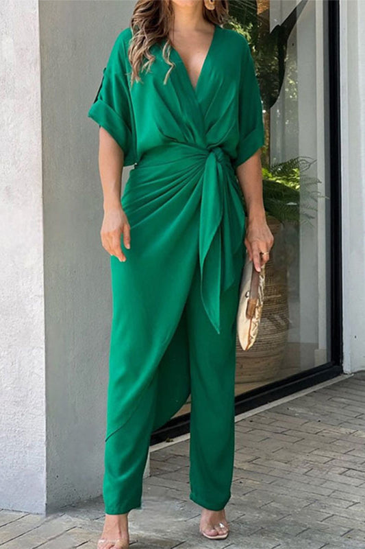 | Casual Solid Frenulum V Neck Regular Jumpsuits (3 kolory)