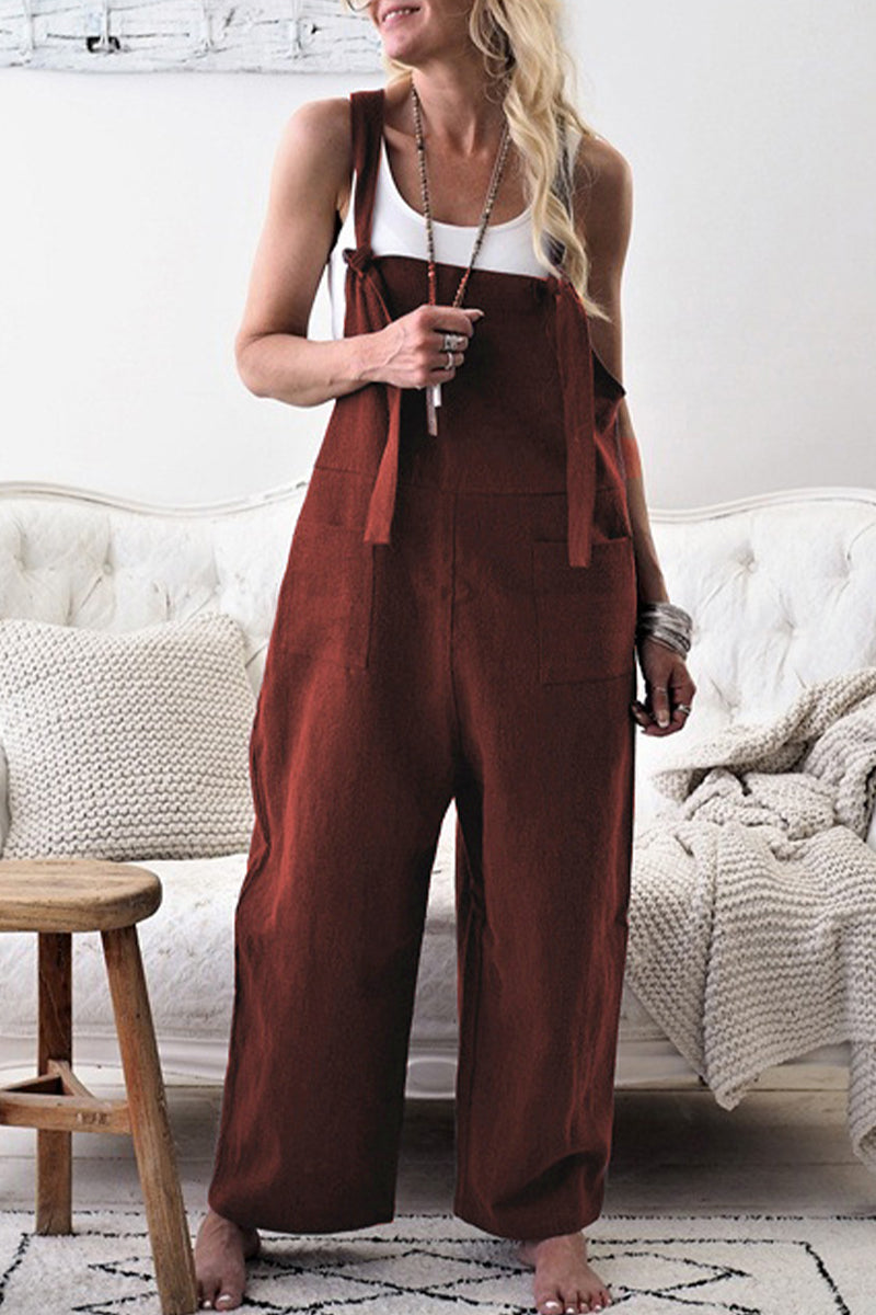 | Casual Solid make o patchwork square collar loose jumpsuits (5 kolorów)