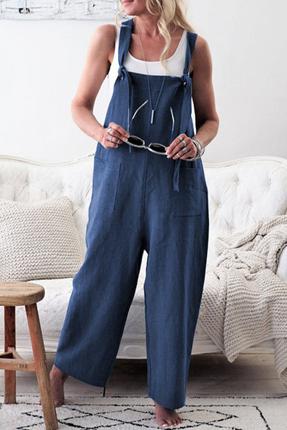 | Casual Solid make o patchwork square collar loose jumpsuits (5 kolorów)