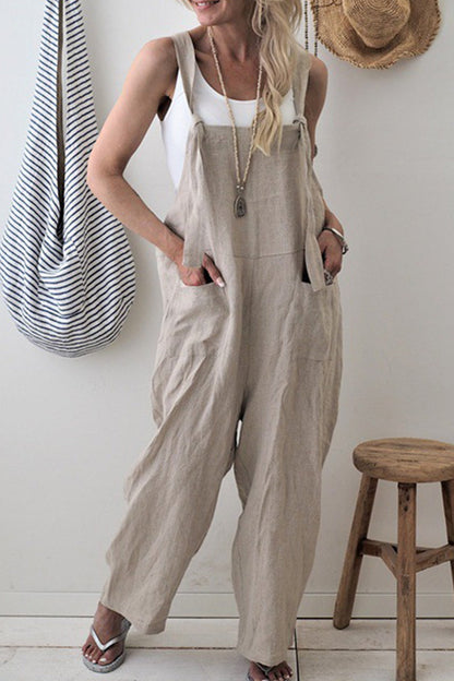 | Casual Solid make o patchwork square collar loose jumpsuits (5 kolorów)