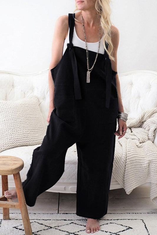 | Casual Solid make o patchwork square collar loose jumpsuits (5 kolorów)
