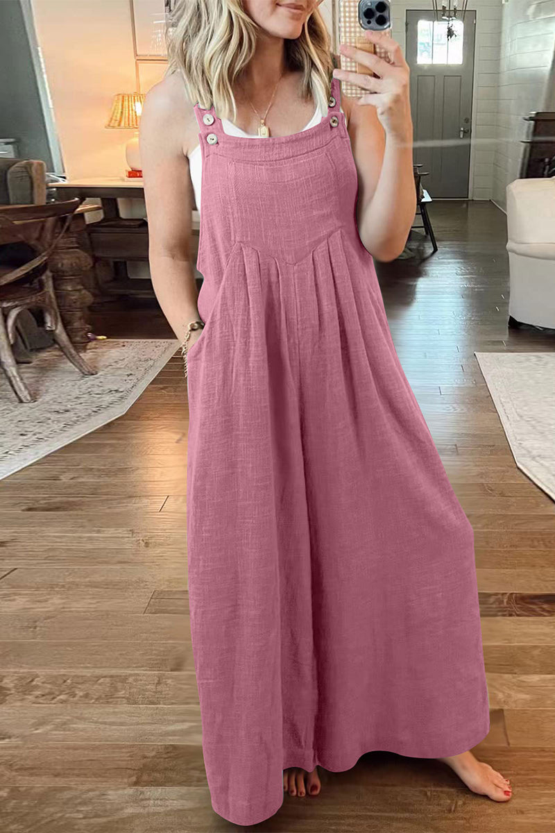 | Casual street solid-pochet collar loose jumpsuits (10 kolorów)