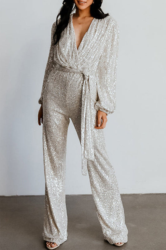 | Casual Elegant Solid Paillettes V Neck Regular Jumpsuits (3 kolory)