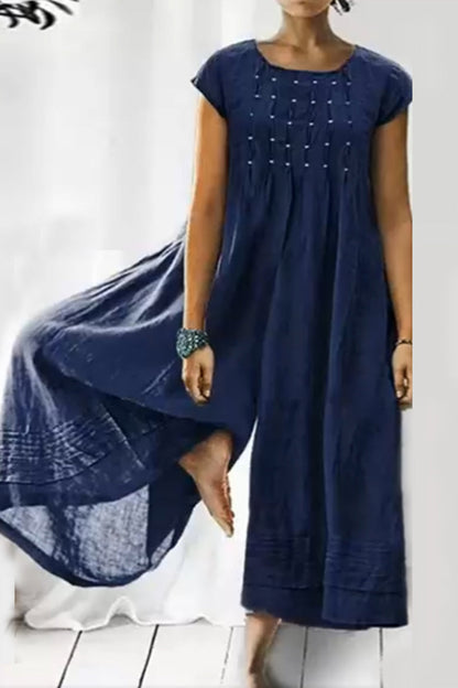 | Casual simplicity solidne luźne kombinezony z dekoltem w szpic (6 kolorów)