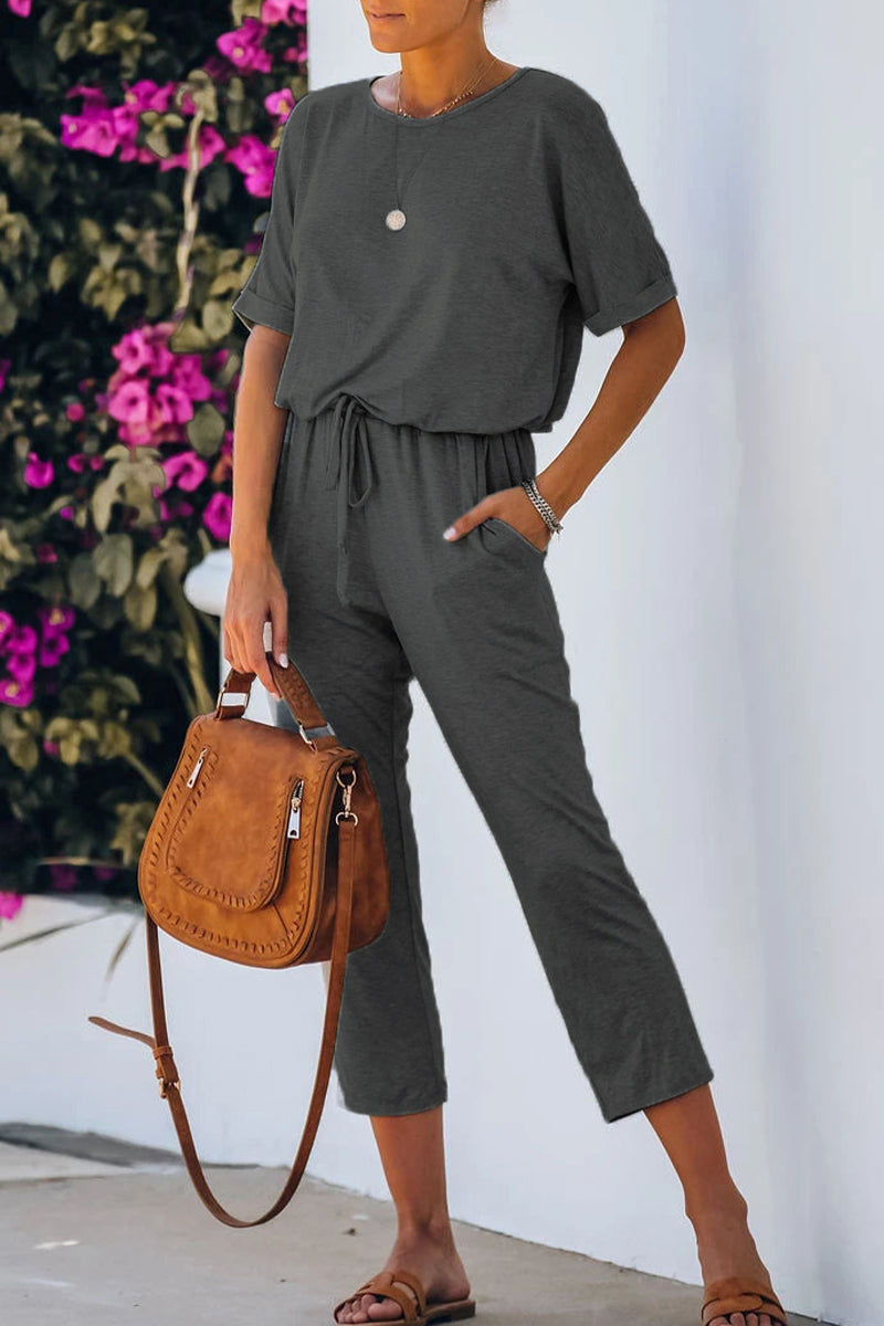 Casual simplicity gładkie kombinezony z dekoltem w szpic (5 kolorów)