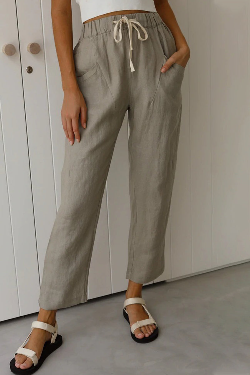 |CasualSimplicitySolidBagFrenulumLooseHighWaistStraightSolidColourTrousers(5kolorów)