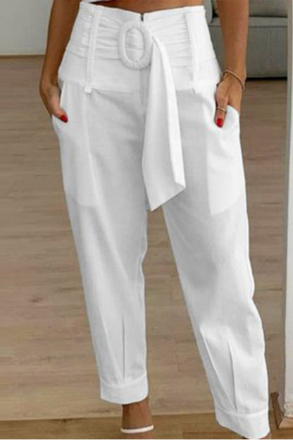 Spodnie|CasualSolidPatchworkRegularHighWaistKonwencjonalnespodniewjednolitymkolorze