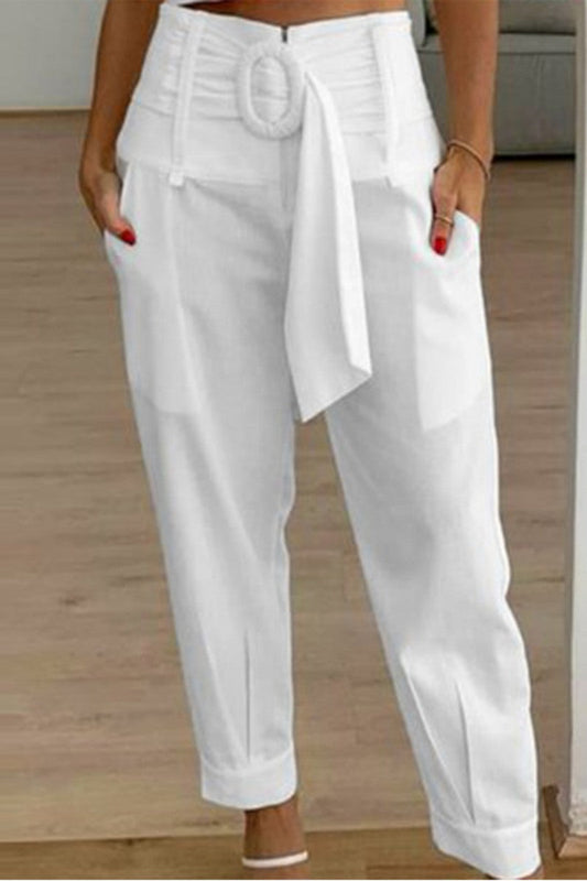 Spodnie|CasualSolidPatchworkRegularHighWaistKonwencjonalnespodniewjednolitymkolorze