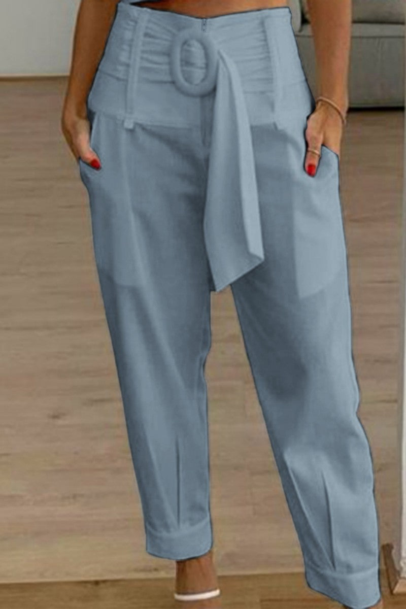 Spodnie|CasualSolidPatchworkRegularHighWaistKonwencjonalnespodniewjednolitymkolorze