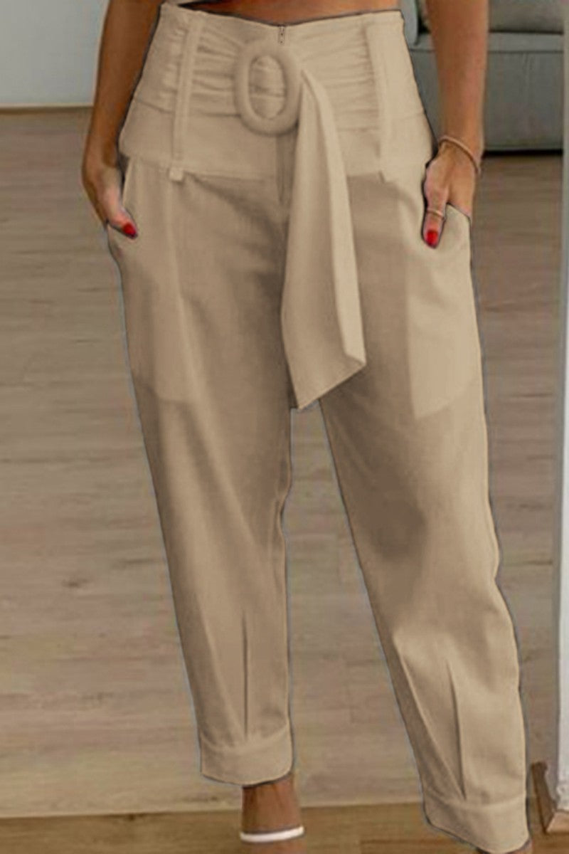 Spodnie|CasualSolidPatchworkRegularHighWaistKonwencjonalnespodniewjednolitymkolorze