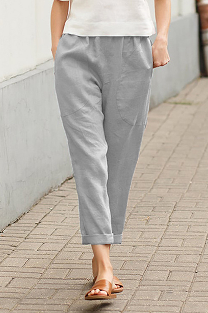 Spodnie Casual Mid Waist w jednolitym kolorze (7 kolorów)