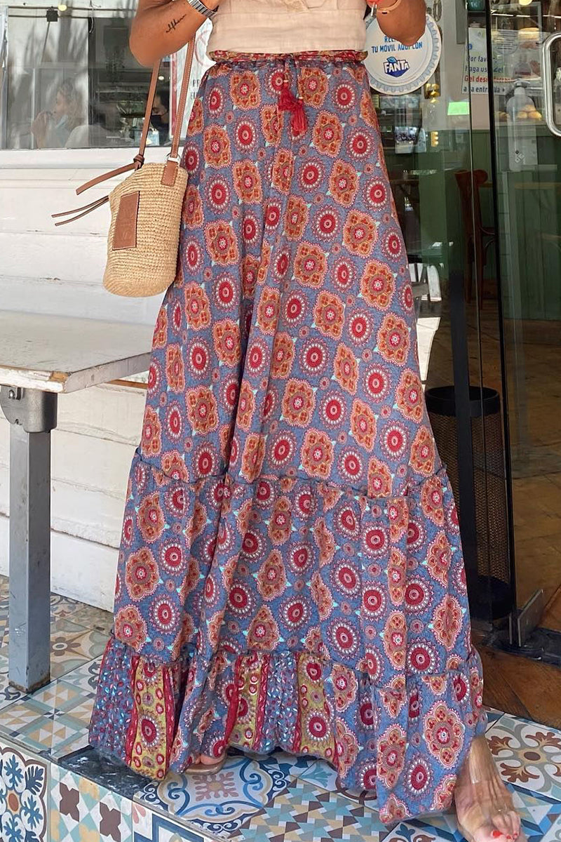 Casual Street Floral String Self Lace Loose High Waist Type A W pełni drukowane spodnie