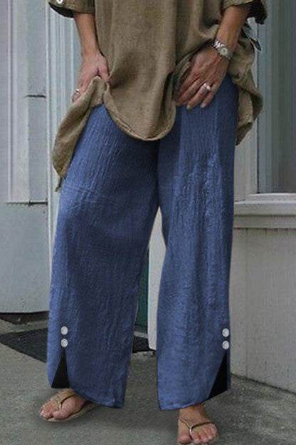 |CasualSolidButtonsLooseMidWaistStraightOneColourUnderpants