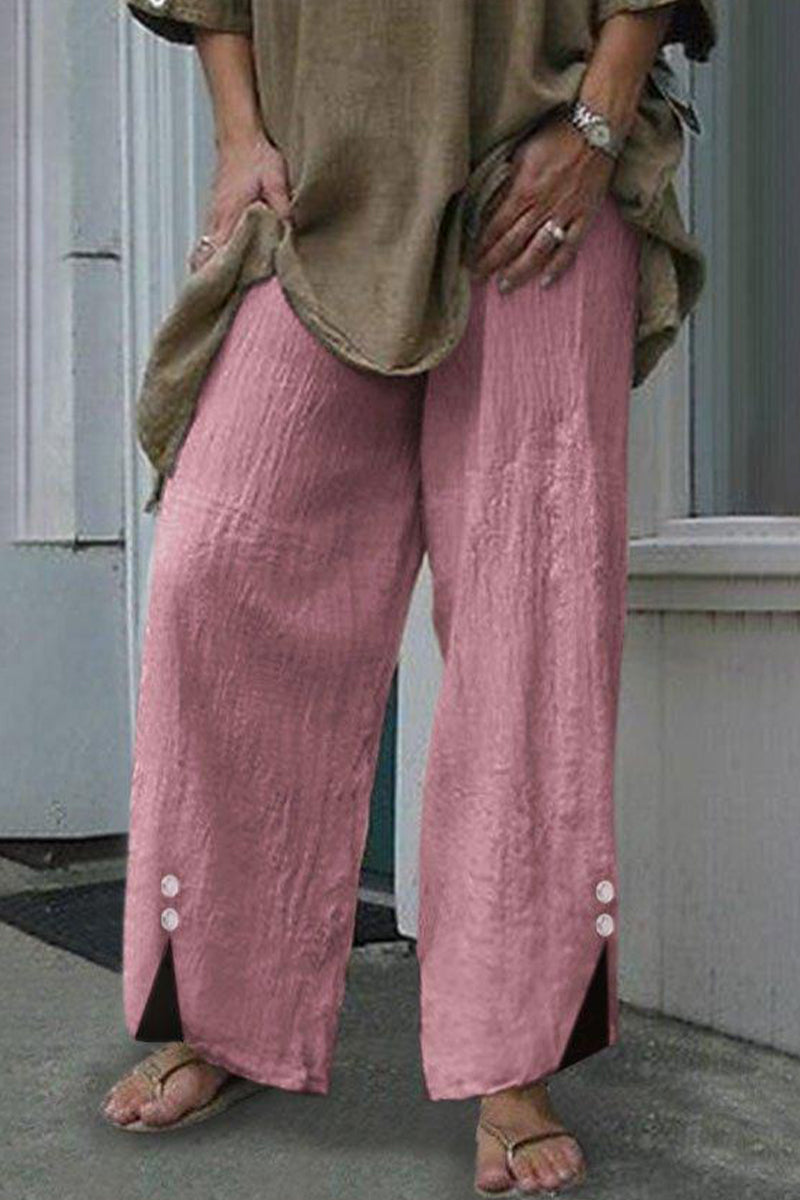 |CasualSolidButtonsLooseMidWaistStraightOneColourUnderpants