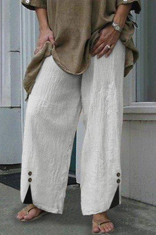 |CasualSolidButtonsLooseMidWaistStraightOneColourUnderpants