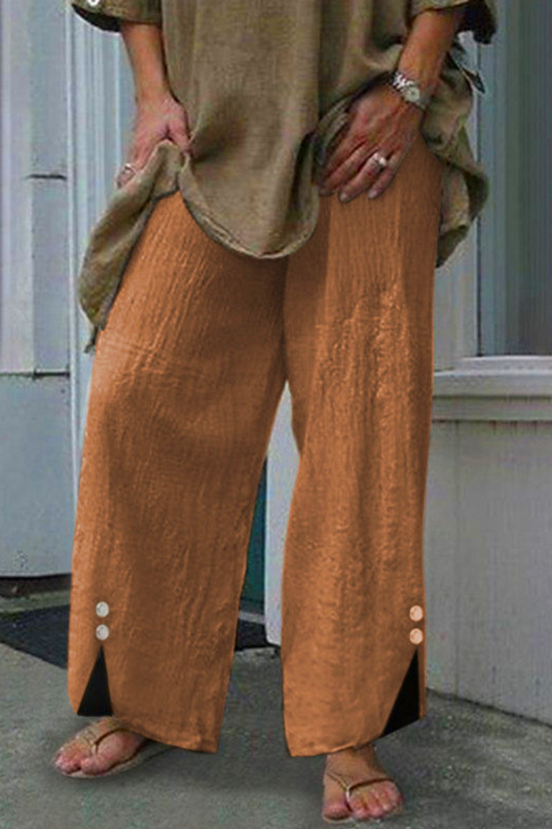 |CasualSolidButtonsLooseMidWaistStraightOneColourUnderpants