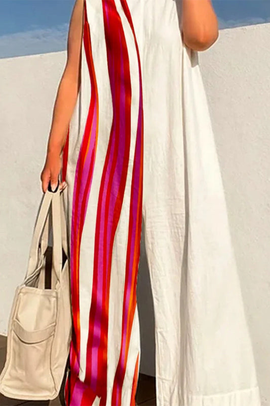 | Casual Street Print O Neck Loose Jumpsuits