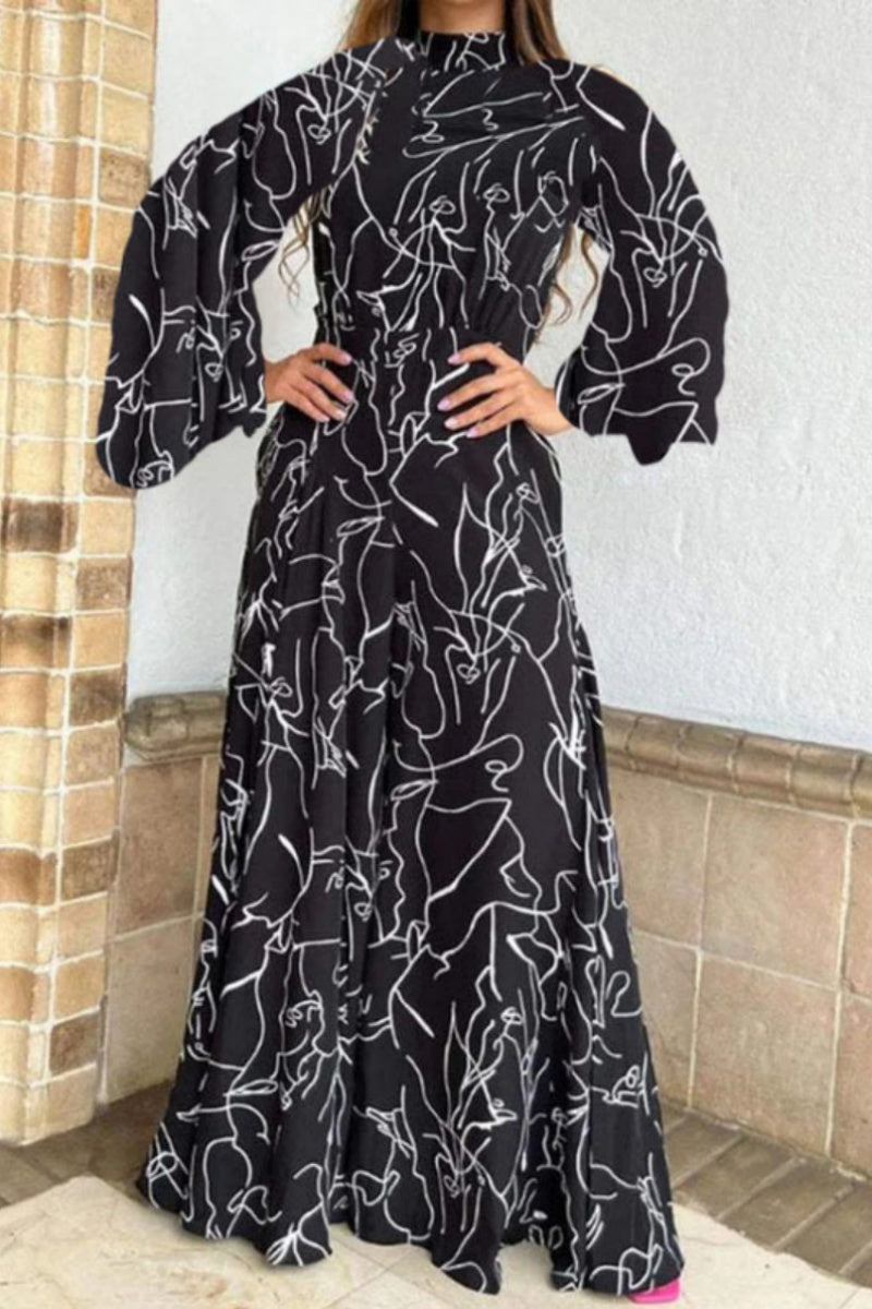 | Casual Print Patchwork Half A Turtleneck Sweater Regular Jumpsuits