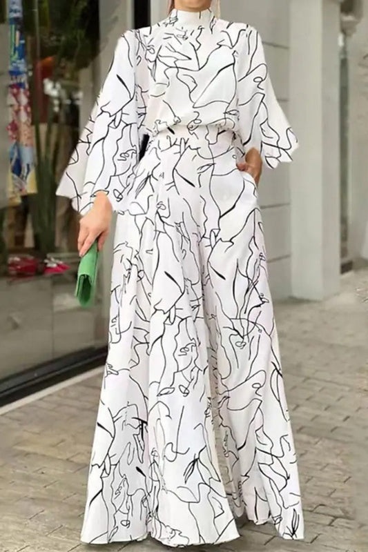 | Casual Print Patchwork Half A Turtleneck Sweater Regular Jumpsuits
