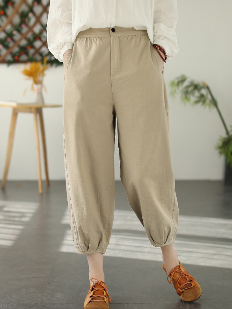 Fashion Casual Elastyczna talia Luźne długie spodnie haremowe