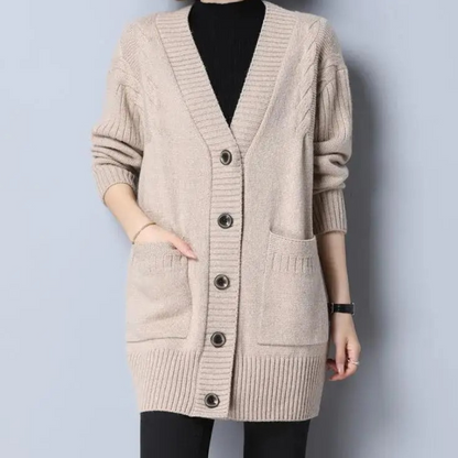 Annique Cardigan | Wełniany kardigan damski z dekoltem w szpic