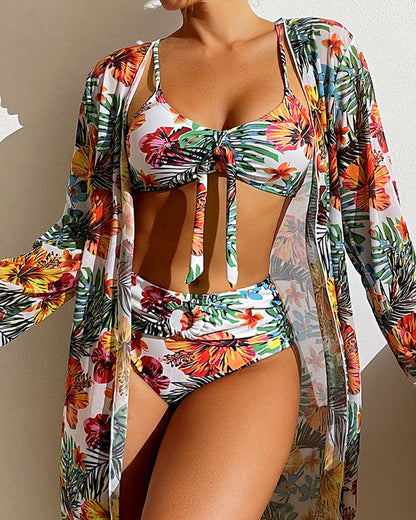Valencia | Trzyczęściowy zestaw bikini w kwiaty