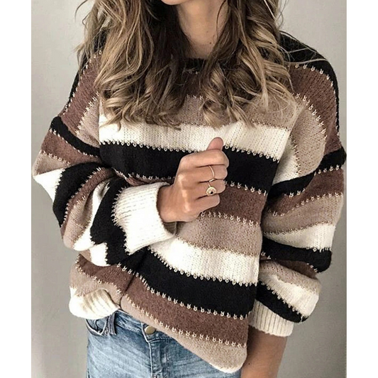 Aurélie - Wygodny sweter w szerokie paski - Modny sweter
