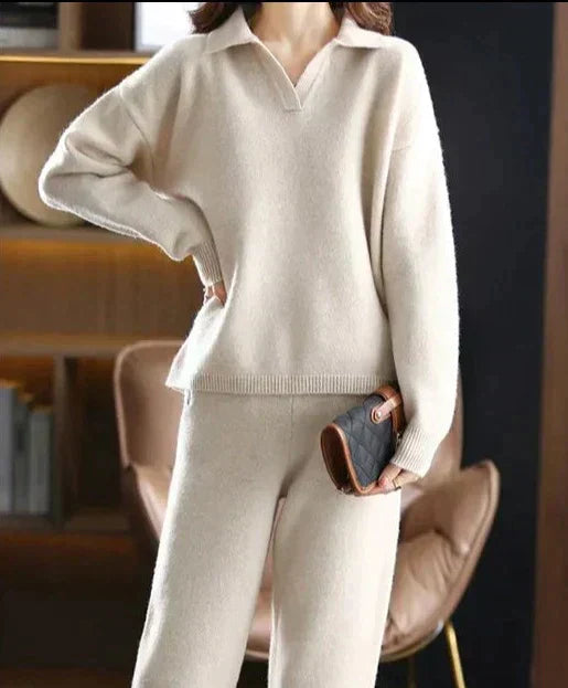 2-częściowy dres oversize dla kobiet, bluza z koszulką polo i spodniami