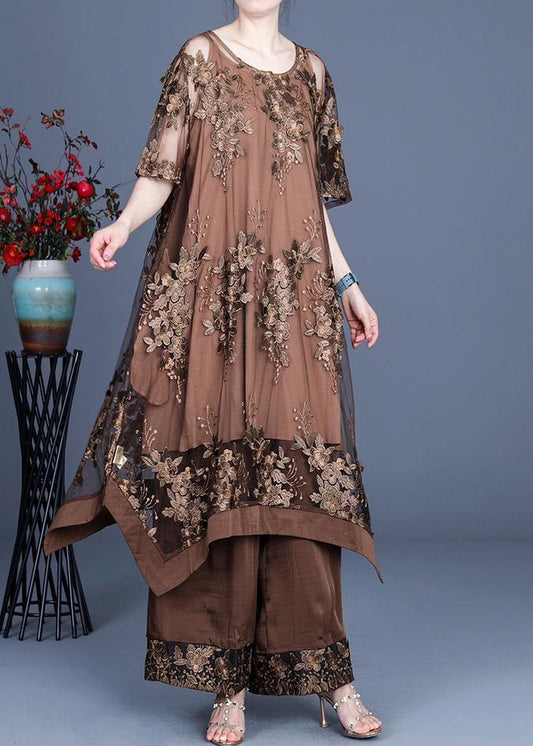 LD 2021 Summer Irregular Dress Spodnie z szerokimi nogawkami Spódnica z szelkami Trzyczęściowy zestaw