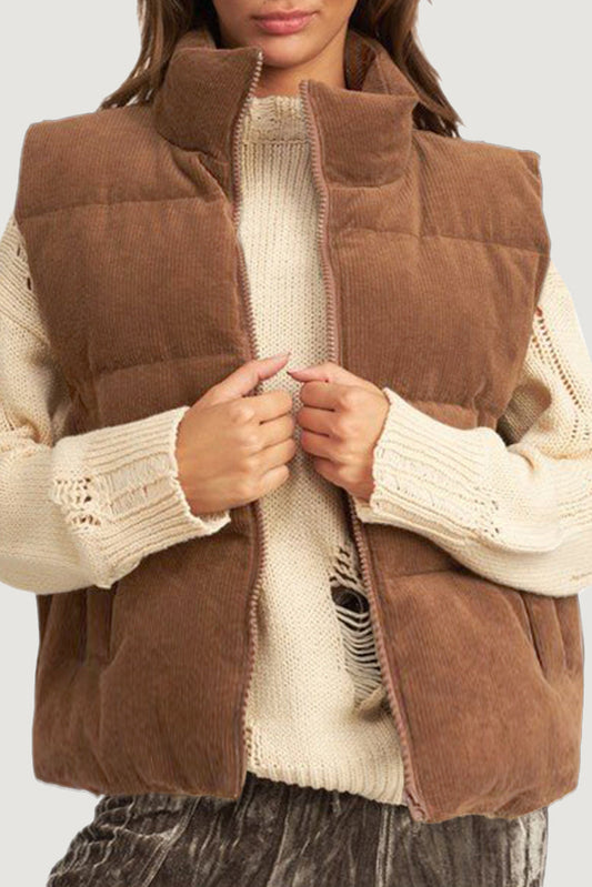 Wyeline Bodywarmer | Sztruksowy puchowy bezrękawnik z zamkiem błyskawicznym