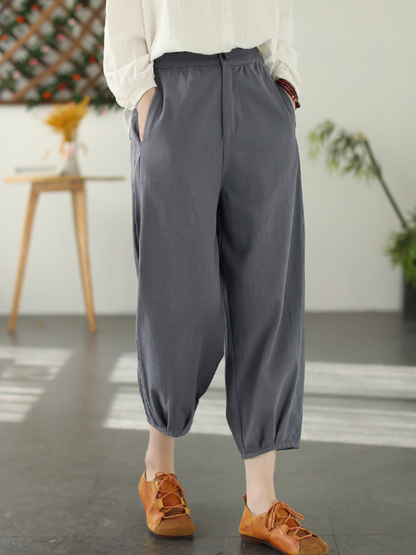 Fashion Casual Elastyczna talia Luźne długie spodnie haremowe