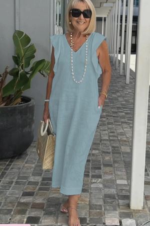 Francisca - Casualowa sukienka z bawełny i lnu