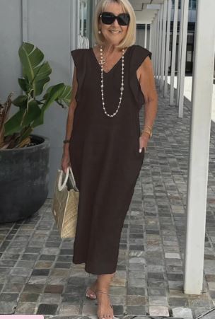 Francisca - Casualowa sukienka z bawełny i lnu