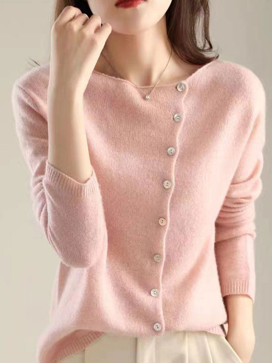 Winona Cardigan | Miękki dzianinowy kardigan z zapięciem na guziki i okrągłym dekoltem