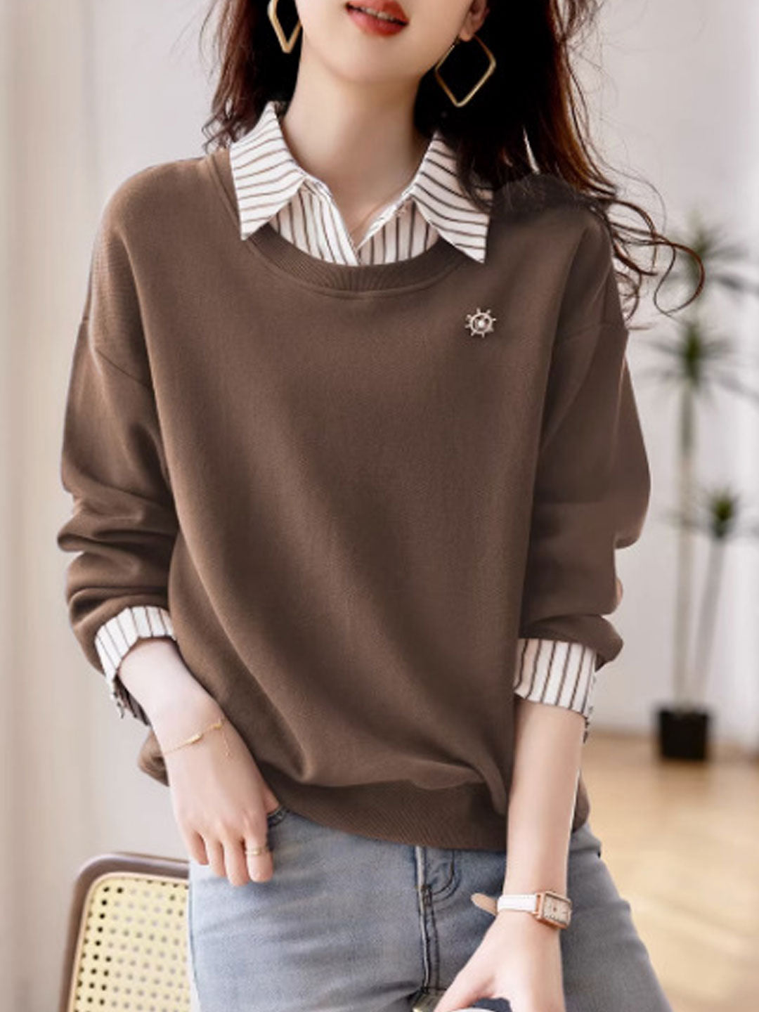 Bluza Florenda | Casualowa patchworkowa bluza w paski