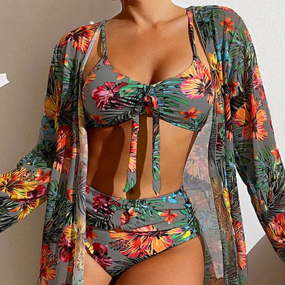 3-czÄ™Ĺ›ciowebikinizkwiatamiitunikÄ…