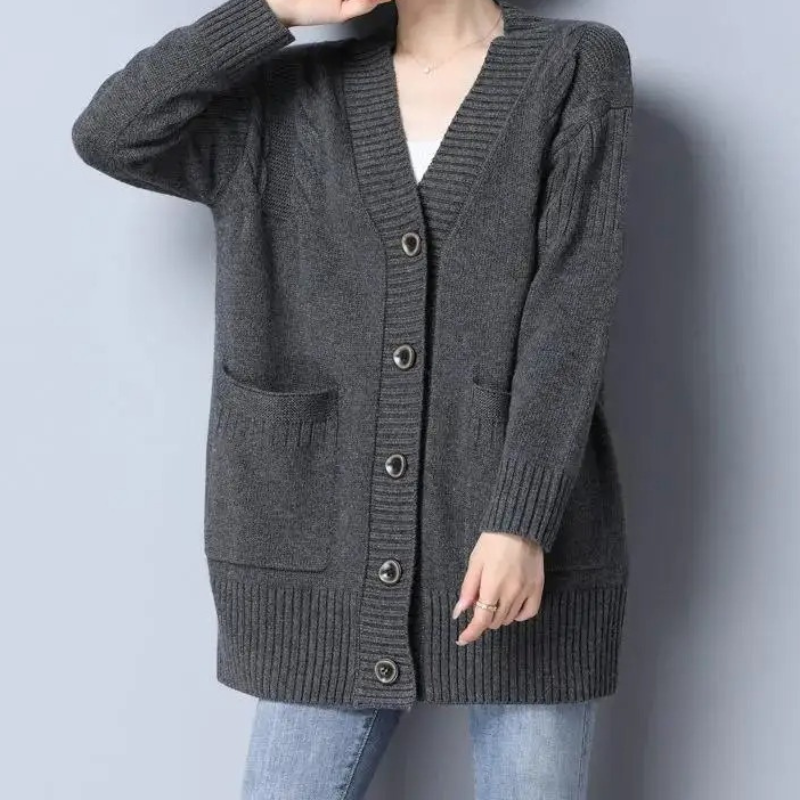 Annique Cardigan | Wełniany kardigan damski z dekoltem w szpic