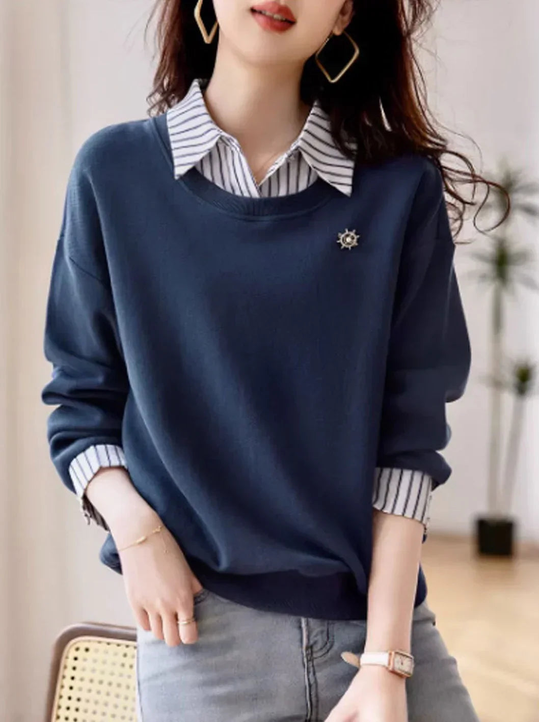Bluza Florenda | Casualowa patchworkowa bluza w paski
