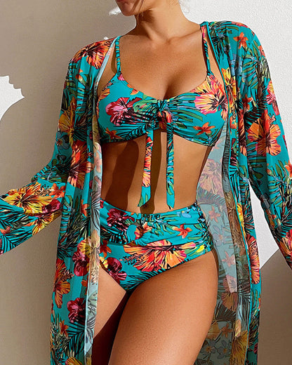 Valencia | Trzyczęściowy zestaw bikini w kwiaty