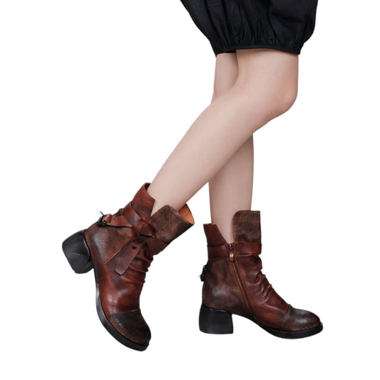 Bonita - Skórzane buty damskie w stylu vintage