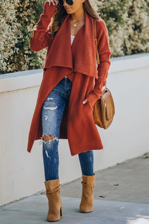 Ursina Cardigan | Długi dzianinowy otwarty kardigan
