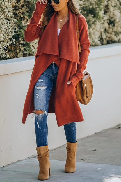Ursina Cardigan | Długi dzianinowy otwarty kardigan