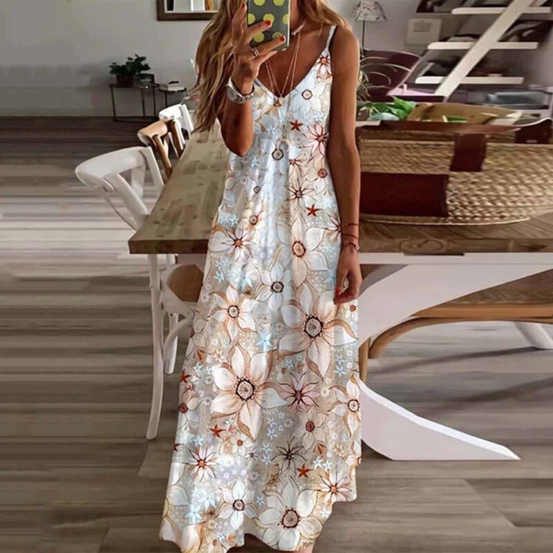 Louna - Modna sukienka maxi bez rękawów